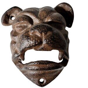 Rustic Bulldog Cast Iron Wall-Mount Bottle Opener Brown Man Cave Decor 4 Inches